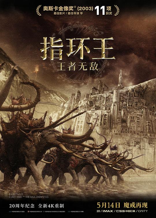 指环王3：王者无敌 魔戒三部曲：王者再临(台/港) / 指环王III：王者无敌 / 魔戒3：王者归来 / 指环王3：国王归来 / 指环王3：皇上回宫(豆友译名)